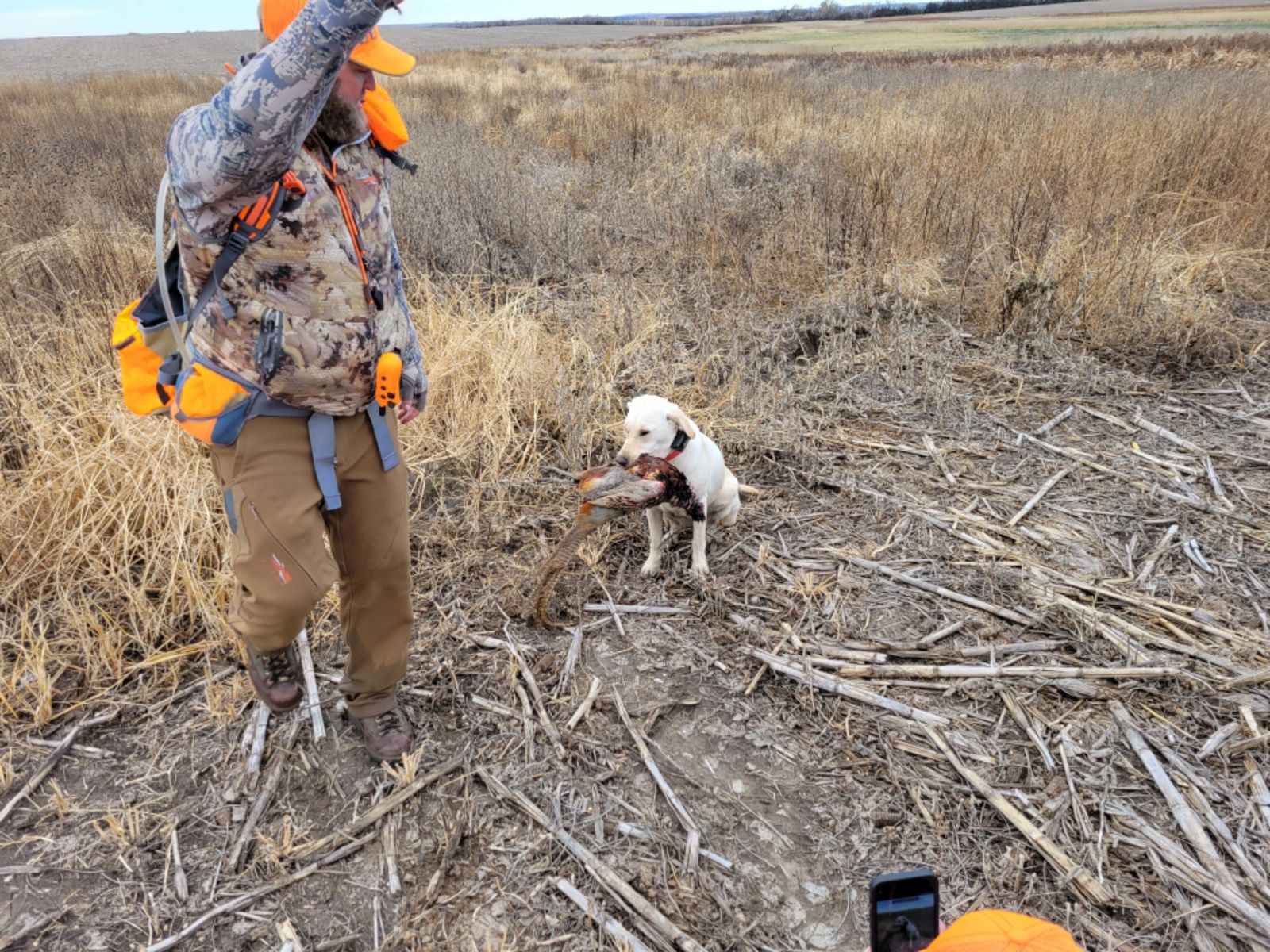 Group photo from a South Dakota pheasant hunt at Prime